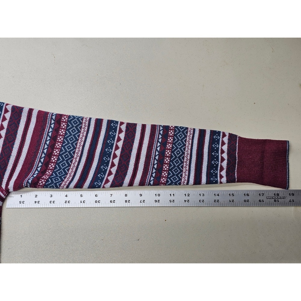 Eddie Bauer Womens Small Fair‎ Isle Quarter Zip Pullover Sweater Burgundy Blue - Picture 7 of 7